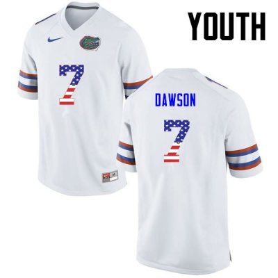 Youth Florida Gators #7 Duke Dawson NCAA Nike White USA Flag Fashion Authentic Stitched College Football Jersey ZQT6462AI